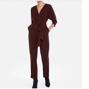 Express WRAP Front Belted Stretchy V NeckJumpsuit US Women's XXS